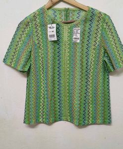 Trendy New Vintage Green Patterned Top
