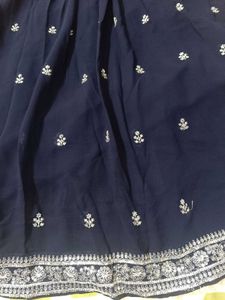 Xl New Unused Elegant Navy Blue Anarkali With Belt