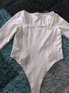 H&amp;m White Bodysuit Top