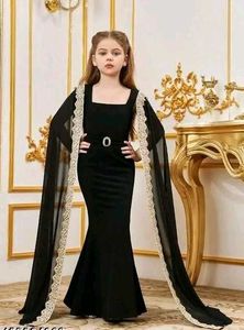 Elegant Black Dress with Cape Sleeves