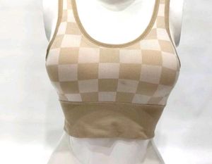 SAVANA CHEQUERED APRICOT CAMI TOP