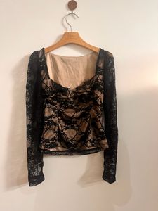 Brand New Lace Top With Plunge Neck