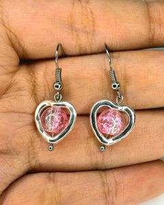 Handmade Pink Heart Earrings