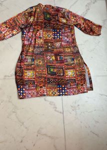 Printed satin Kurta