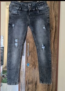 Distressed Black Denim Jeans