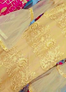 New Elegant Pink  Gharara &amp; Gold Indian Outfit