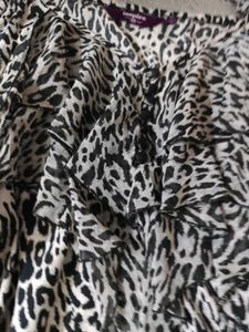 Snow Leopard Print Y2k Asymmetrical Hem Top