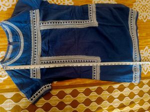 Blue Embroidered Denim Top Dress