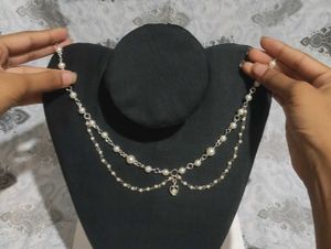 Pearl Heart 💗 Necklace With Pairing Earrings
