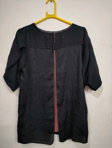 Black Linen Blend Top