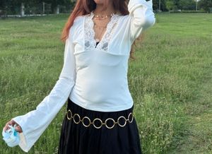 White Lace Trim Top outzidr