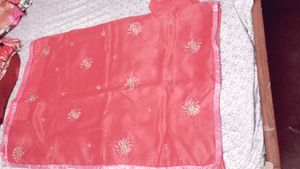 Peach Saree with Blouse Piece