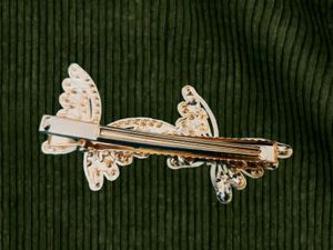 Gold-Tone Butterfly Rhinestone Hair Clip