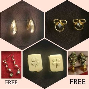 3 Anti Tarnish Earrings + 2 Free
