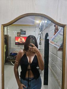 Black Halter Tie Top