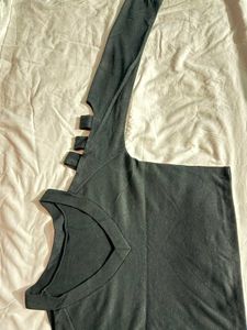 Black Cutout Long Sleeve Top