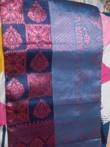 Elegant Blue &amp; Red Saree