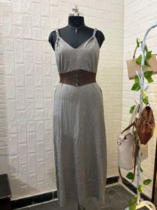 Grey Spaghetti Strap Summer Dress