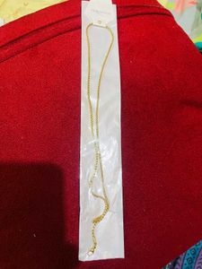 Gold Stainless Steel Box Chain Necklace New With T