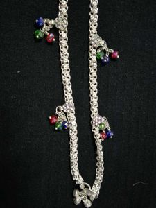 Silver Anklets with Colorful Beads