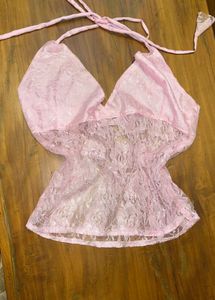 Pink Lace Halter Top
