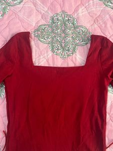 Y2k Red Long Sleeve Corset Top