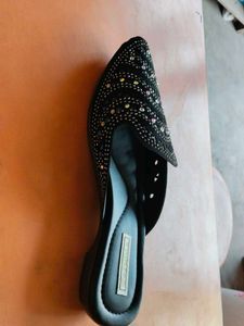 Embellished Black Mules