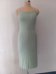 Sage Green Ribbed Knit Slip Dress