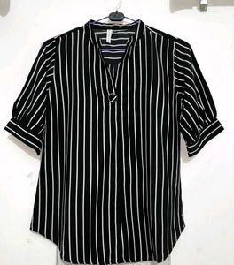 Classy Black & White Striped Top