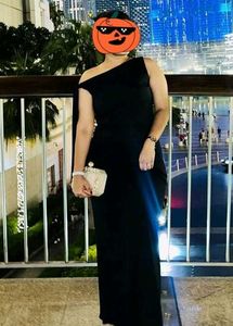 Last Call ..solid Balck side slit dress - formal