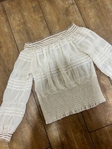 Korean White Offshoulder Formal Top + Freebies