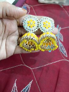 Yellow Jhumka Earrings 🆕