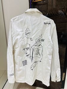 Illustrated White Button-Down Shirt