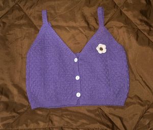 Soft Knit Lavender Crop | Y2K Aesthetic