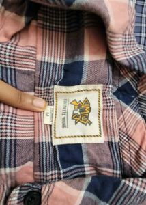 Peach &amp; Navy Plaid Shirt