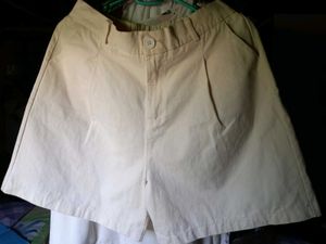 Beige High-Waisted Shorts