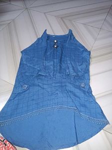 Indigo Grid Flare Top