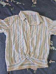 Striped Crop Top - Button Down - Freetop