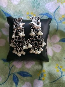 Oxidised Peacock Earrings
