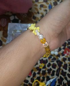 Yellow Charm Beaded Bracelet