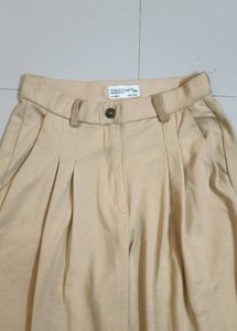 Pleated Beige Pants