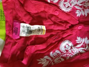 Hot Pink Embroidered Tunic Top
