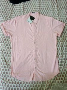 Pink Mandarin Collar Shirt