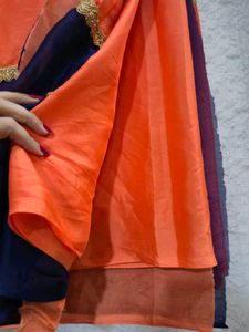 Elegant Blue Orange Saree