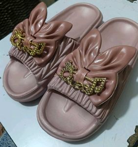 Cute Pink Bow Slippers
