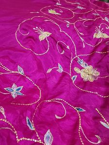 Pink Blue Saree With Sequins Lightweight