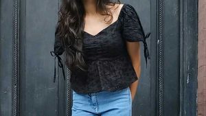 Women Stylish Self- Design Sweetheart Neck Top