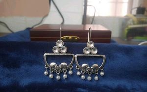 New Silver Tone Statement Earrings