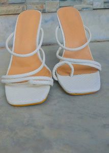 White Braided Heels
