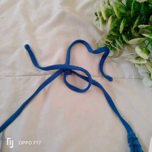 Blue Textured Bikini Top